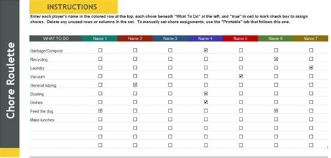 excel roulette|excel chore chart template.